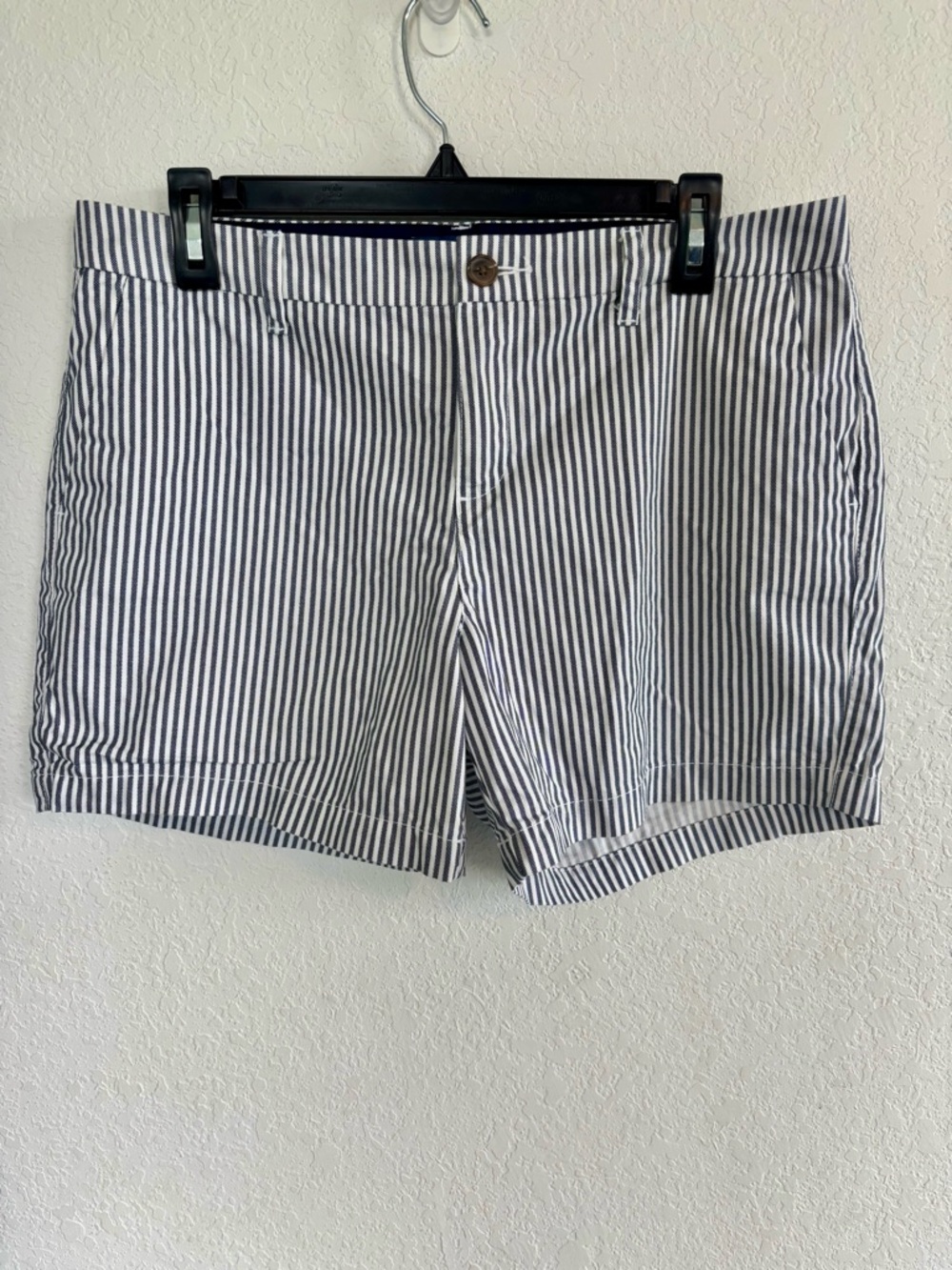 Old Navy Dark Blue/Gray and White Striped Bermuda Shorts